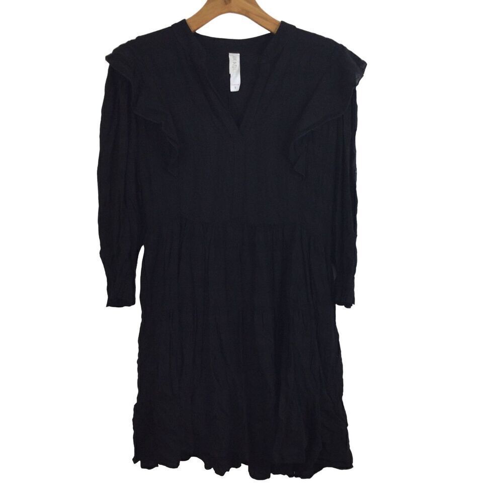 Anthropologie Amadi Rossi Ruffled Tunic Dress Black Size Small
